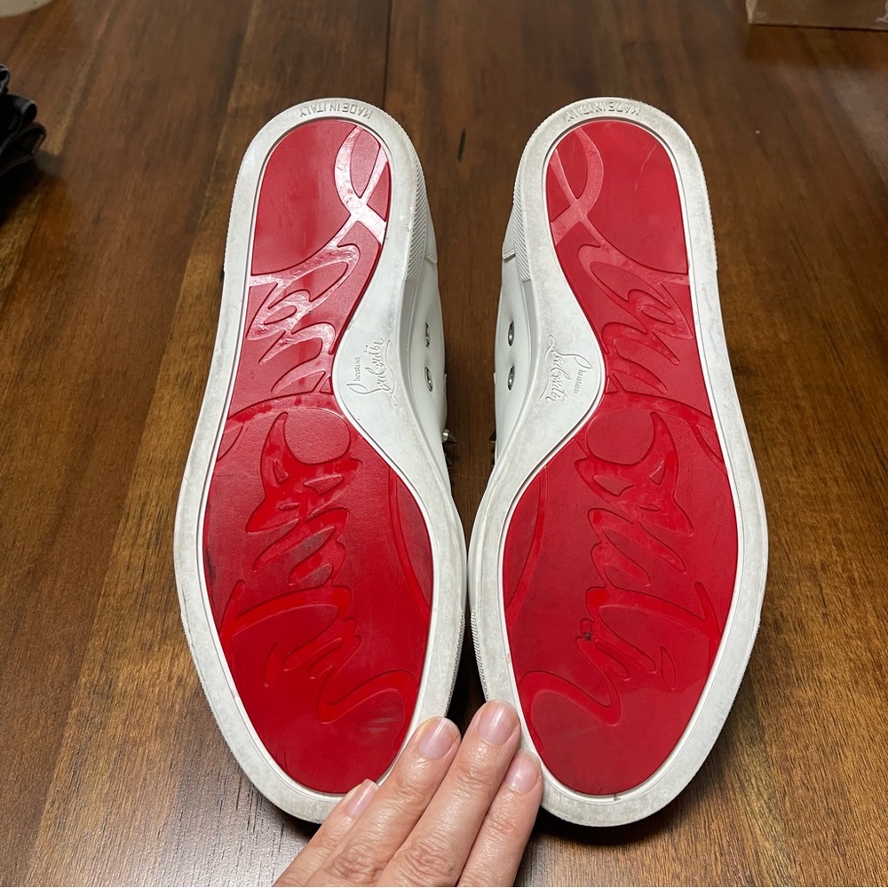 Christian Louboutin White Spiked Sneakers - Picture 5 of 9